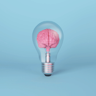 Gehirn in einer Glühbirne